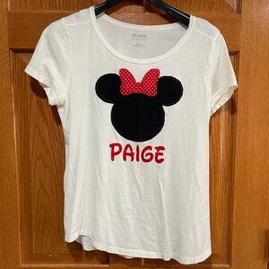 HANES Women's M Minnie Mouse PAIGE White Short Sleeve 100% Cotton  T-Shirt Shirt